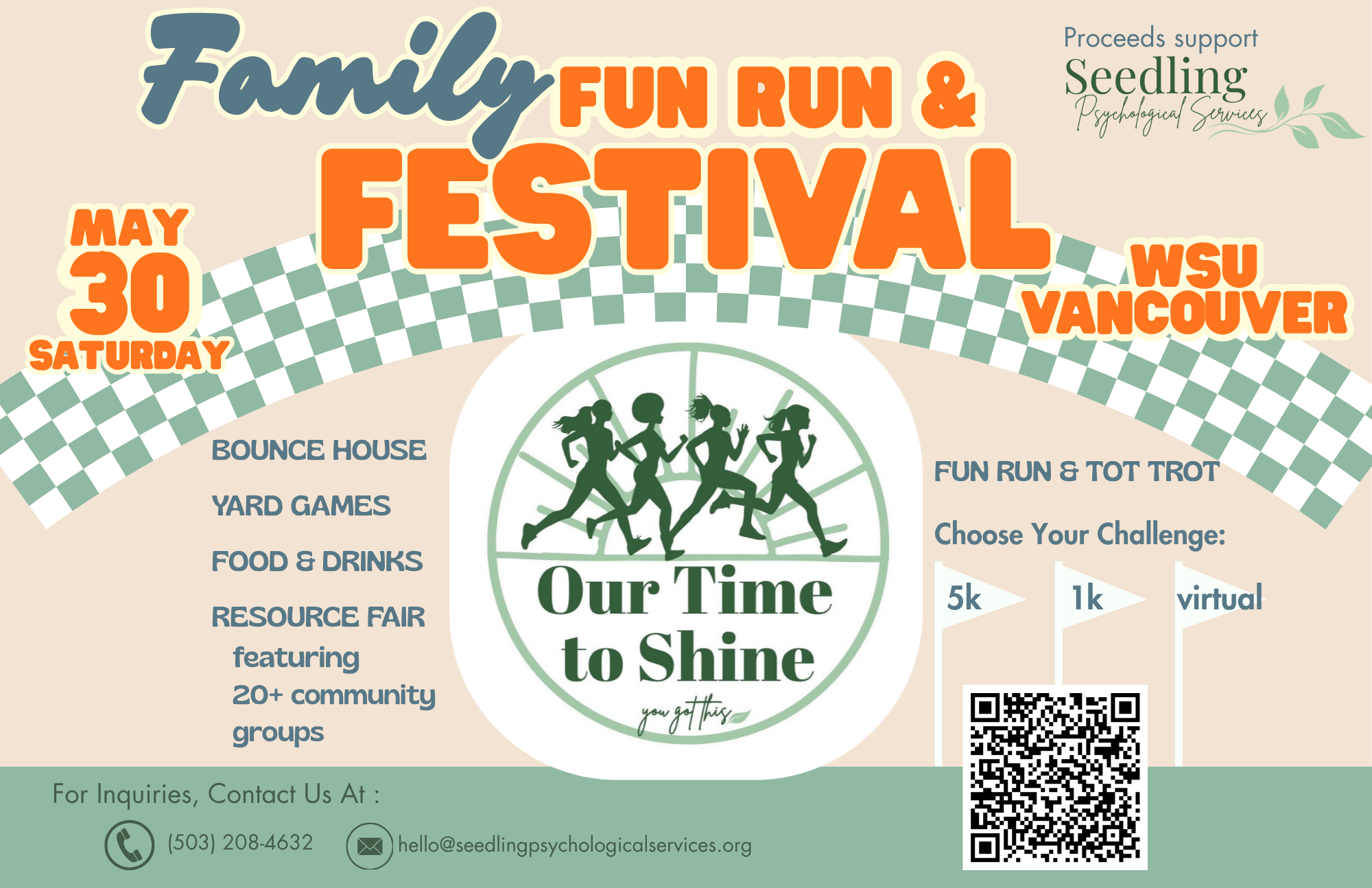 Family Fun Run 5K, 1K, resource fair, activities and food!